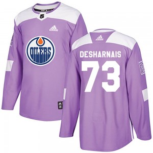 Men's Adidas Edmonton Oilers Vincent Desharnais Purple Fights Cancer Practice Jersey - Authentic