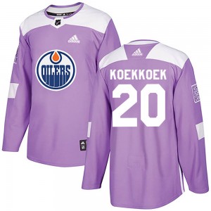 Men's Adidas Edmonton Oilers Slater Koekkoek Purple Fights Cancer Practice Jersey - Authentic