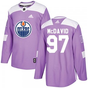 Men's Adidas Edmonton Oilers Connor McDavid Purple Fights Cancer Practice Jersey - Authentic
