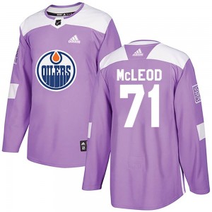 Men's Adidas Edmonton Oilers Ryan McLeod Purple Fights Cancer Practice Jersey - Authentic