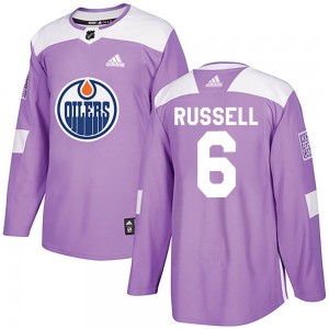 Men's Adidas Edmonton Oilers Kris Russell Purple Fights Cancer Practice Jersey - Authentic