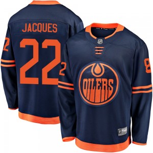 Youth Fanatics Branded Edmonton Oilers Jean-Francois Jacques Navy Alternate 2018/19 Jersey - Breakaway