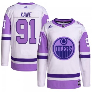 Youth Adidas Edmonton Oilers Evander Kane White/Purple Hockey Fights Cancer Primegreen Jersey - Authentic
