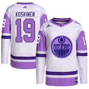 Youth Adidas Edmonton Oilers Mikko Koskinen White/Purple Hockey Fights Cancer Primegreen Jersey - Authentic