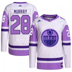 Youth Adidas Edmonton Oilers Ryan Murray White/Purple Hockey Fights Cancer Primegreen Jersey - Authentic