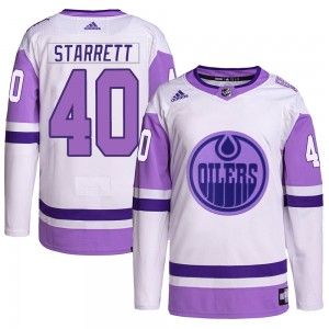 Youth Adidas Edmonton Oilers Shane Starrett White/Purple Hockey Fights Cancer Primegreen Jersey - Authentic