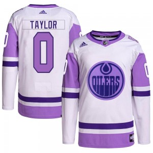 Youth Adidas Edmonton Oilers Ty Taylor White/Purple Hockey Fights Cancer Primegreen Jersey - Authentic