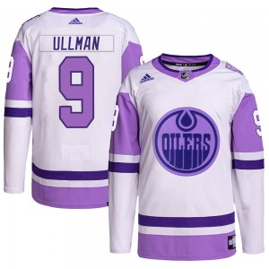 Youth Adidas Edmonton Oilers Norm Ullman White/Purple Hockey Fights Cancer Primegreen Jersey - Authentic