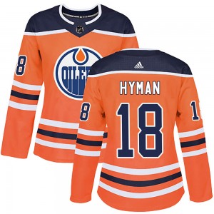 Women's Adidas Edmonton Oilers Zach Hyman Orange r Home Jersey - Authentic