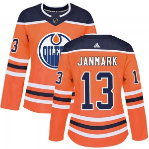 Women's Adidas Edmonton Oilers Mattias Janmark Orange r Home Jersey - Authentic