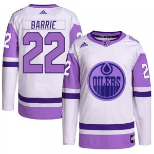 Men's Adidas Edmonton Oilers Tyson Barrie White/Purple Hockey Fights Cancer Primegreen Jersey - Authentic