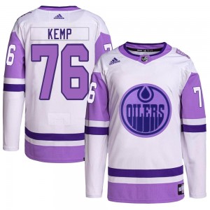 Men's Adidas Edmonton Oilers Philip Kemp White/Purple Hockey Fights Cancer Primegreen Jersey - Authentic