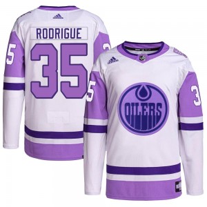 Men's Adidas Edmonton Oilers Olivier Rodrigue White/Purple Hockey Fights Cancer Primegreen Jersey - Authentic