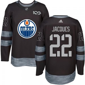 Men's Edmonton Oilers Jean-Francois Jacques Black 1917-2017 100th Anniversary Jersey - Authentic
