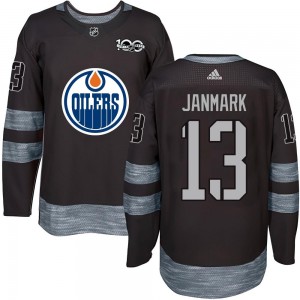Men's Edmonton Oilers Mattias Janmark Black 1917-2017 100th Anniversary Jersey - Authentic