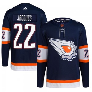 Youth Adidas Edmonton Oilers Jean-Francois Jacques Navy Reverse Retro 2.0 Jersey - Authentic