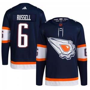 Youth Adidas Edmonton Oilers Kris Russell Navy Reverse Retro 2.0 Jersey - Authentic