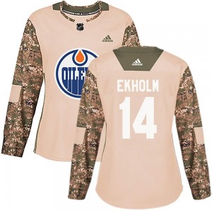 Women's Adidas Edmonton Oilers Mattias Ekholm Camo Veterans Day Practice Jersey - Authentic