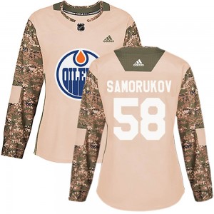 Women's Adidas Edmonton Oilers Dmitri Samorukov Camo Veterans Day Practice Jersey - Authentic