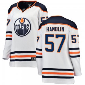 Women's Fanatics Branded Edmonton Oilers James Hamblin White Away Jersey - Breakaway