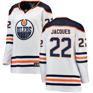 Women's Fanatics Branded Edmonton Oilers Jean-Francois Jacques White Away Breakaway Jersey - Authentic