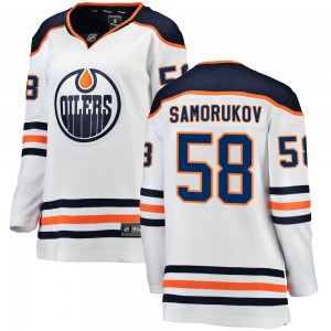 Women's Fanatics Branded Edmonton Oilers Dmitri Samorukov White Away Jersey - Breakaway