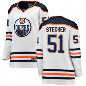 Women's Fanatics Branded Edmonton Oilers Troy Stecher White Away Jersey - Breakaway