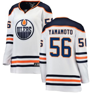 Women's Fanatics Branded Edmonton Oilers Kailer Yamamoto White Away Breakaway Jersey - Authentic