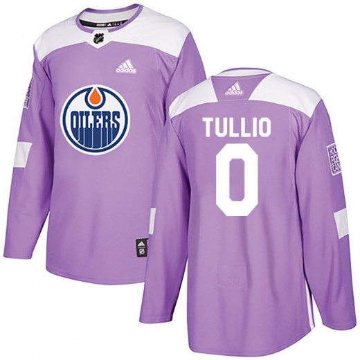 Youth Adidas Edmonton Oilers Tyler Tullio Purple Fights Cancer Practice Jersey - Authentic