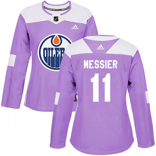 Women's Adidas Edmonton Oilers Mark Messier Purple Fights Cancer Practice Jersey - Authentic