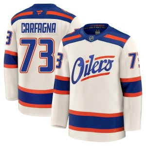Men's Fanatics Edmonton Oilers Damien Carfagna Light Beige Alternate Jersey - Premium