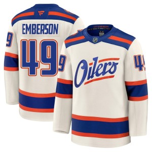 Men's Fanatics Edmonton Oilers Ty Emberson Light Beige Alternate Jersey - Premium