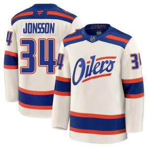 Men's Fanatics Edmonton Oilers Samuel Jonsson Light Beige Alternate Jersey - Premium