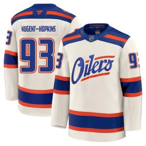 Men's Fanatics Edmonton Oilers Ryan Nugent-Hopkins Light Beige Alternate Jersey - Premium