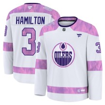 Youth Fanatics Edmonton Oilers Al Hamilton White 2024 Hockey Fights Cancer Practice Jersey - Premium