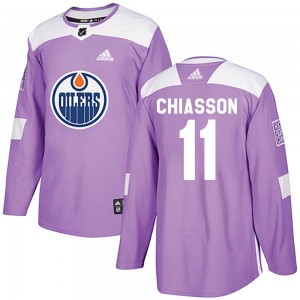 Youth Adidas Edmonton Oilers Jake Chiasson Purple Fights Cancer Practice Jersey - Authentic