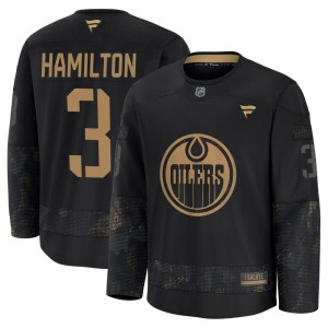 Youth Fanatics Edmonton Oilers Al Hamilton Black 2024 Military Appreciation Practice Jersey - Premium