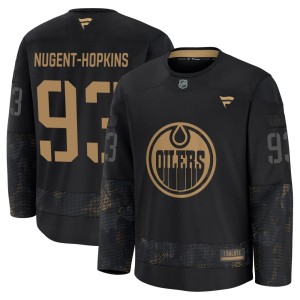 Youth Fanatics Edmonton Oilers Ryan Nugent-Hopkins Black 2024 Military Appreciation Practice Jersey - Premium