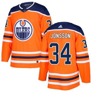 Men's Adidas Edmonton Oilers Samuel Jonsson Orange r Home Jersey - Authentic