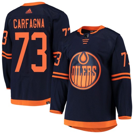 Men's Adidas Edmonton Oilers Damien Carfagna Navy Alternate Primegreen Pro Jersey - Authentic