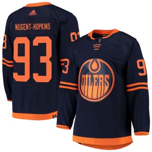 Men's Adidas Edmonton Oilers Ryan Nugent-Hopkins Navy Alternate Primegreen Pro Jersey - Authentic