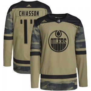 Men's Adidas Edmonton Oilers Jake Chiasson Camo Military Appreciation Practice Jersey - Authentic