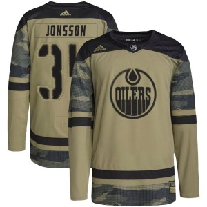 Youth Adidas Edmonton Oilers Samuel Jonsson Camo Military Appreciation Practice Jersey - Authentic