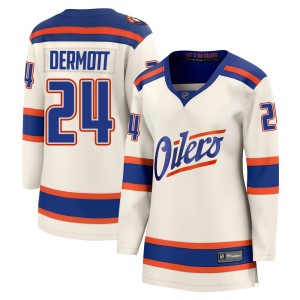 Women's Fanatics Edmonton Oilers Travis Dermott Light Beige Alternate Jersey - Breakaway