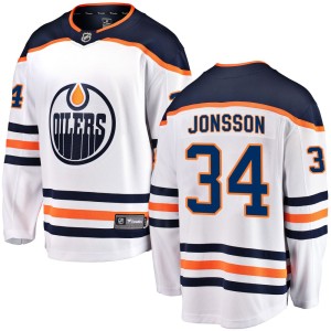 Youth Fanatics Branded Edmonton Oilers Samuel Jonsson White Away Jersey - Breakaway