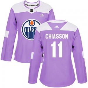 Women's Adidas Edmonton Oilers Jake Chiasson Purple Fights Cancer Practice Jersey - Authentic