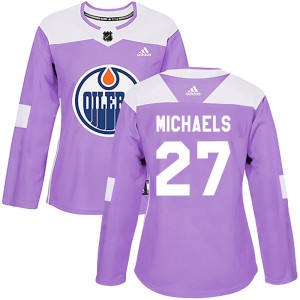 Women's Adidas Edmonton Oilers Owen Michaels Purple Fights Cancer Practice Jersey - Authentic