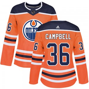 Women's Adidas Edmonton Oilers Jack Campbell Orange r Home Jersey - Authentic