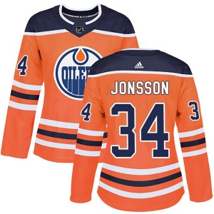 Women's Adidas Edmonton Oilers Samuel Jonsson Orange r Home Jersey - Authentic