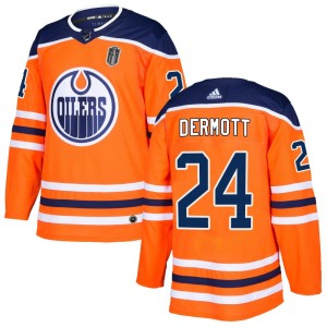 Men's Adidas Edmonton Oilers Travis Dermott Orange r Home 2025 Stanley Cup Final Jersey - Authentic